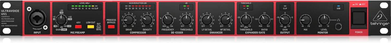 ⁦بيرينجر مضخم صوت للميكروفون، احمر واسود (UV1)⁩ - الصورة ⁦2⁩