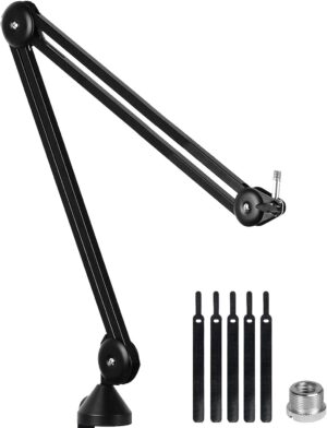 ذراع ميكروفون معزز من الجيل الثاني مع مشبك مكتب وحامل ميكروفون مضاد للاهتزاز لميكروفون بلو يتي والميكروفونات الأخرى من لانوكن (V35)