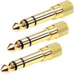 ⁦محول مقبس سماعة راس 6.35 ملم ذكر إلى 3.5 ملم أنثى محول سماعة راس ستيريو مطلي بالذهب لمولف الصوت والبيانو الكهربائي، 3 قطع⁩ - الصورة ⁦3⁩
