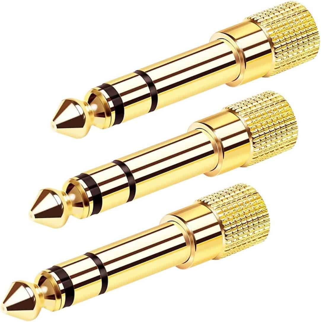 ⁦محول مقبس سماعة راس 6.35 ملم ذكر إلى 3.5 ملم أنثى محول سماعة راس ستيريو مطلي بالذهب لمولف الصوت والبيانو الكهربائي، 3 قطع⁩ - الصورة ⁦1⁩