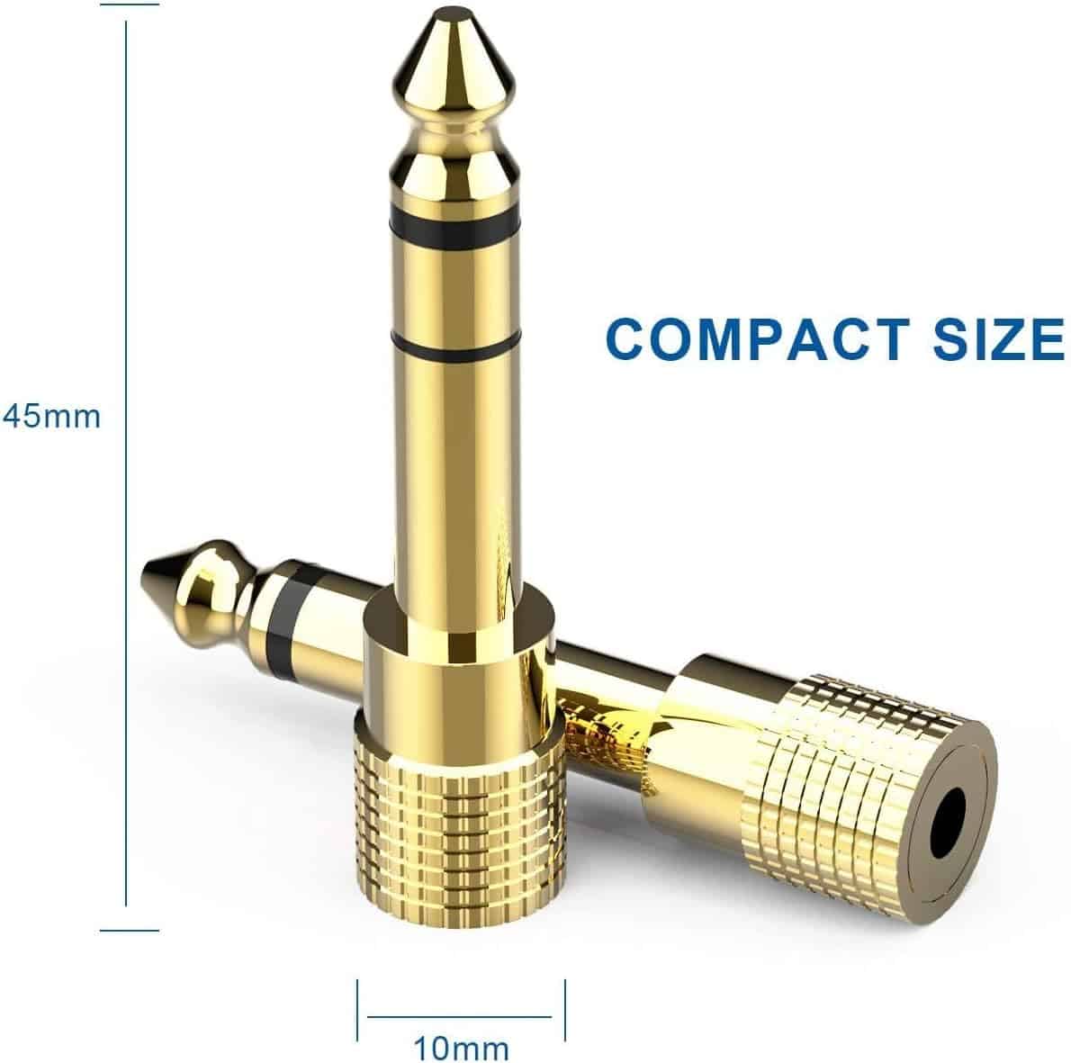 ⁦محول مقبس سماعة راس 6.35 ملم ذكر إلى 3.5 ملم أنثى محول سماعة راس ستيريو مطلي بالذهب لمولف الصوت والبيانو الكهربائي، 3 قطع⁩ - الصورة ⁦4⁩