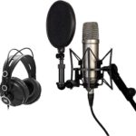 حزمة ميكروفون مكثف صوتي للذكرى السنوية من رود مع سماعات رأس نوكس طراز NT1A عبوة عنصرين XLR أسود