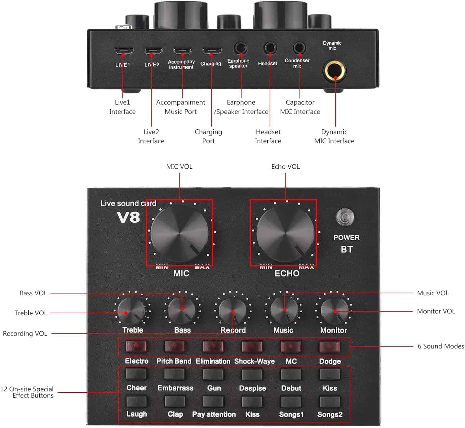 ⁦ميكسر صوت v8 للبث المباشر⁩ - الصورة ⁦1⁩