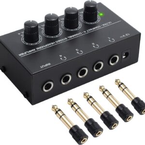 مضخم صوت لسماعة الرأس نيوتيك الترا HA400 مكبر سماعة رأس ستيريو صغير الحجم بـ5 قطع من محول مقبس جاك 6.3 ملم إلى 3.5 أسود