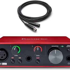 واجهة صوت USB سكارليت سولو جيل ثالث بمدخلين ومخرجين بكابل ميكروفون