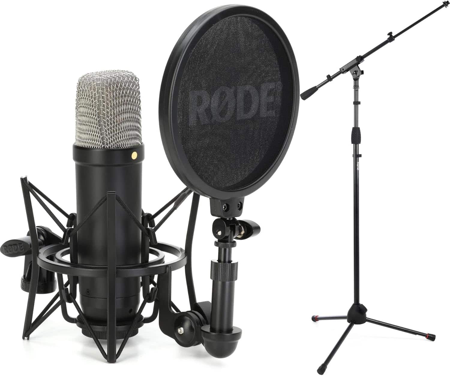 ⁦ميكروفون مكثف مع حامل سلسلة سيجنتشر من رود - NT1 أسود، XLR⁩ - الصورة ⁦1⁩