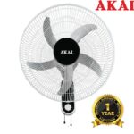 AKAI مروحة حائط اكاي AK-WF18 – 18 بوصة – 3 سرعات – 5 ريش – موتور قوي – توزيع هواء متساوي – تشغيل هادئ – أبيض * أسود – ضمان سنة