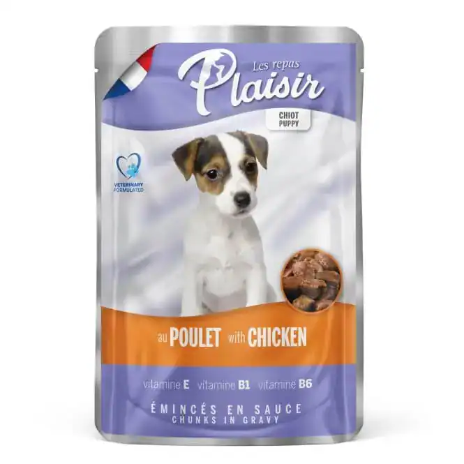Puppy-Chickenggggg مغلفات بلايزر للكلاب 100غم دجاج / جونيور (الفرنسية) - الصورة 1
