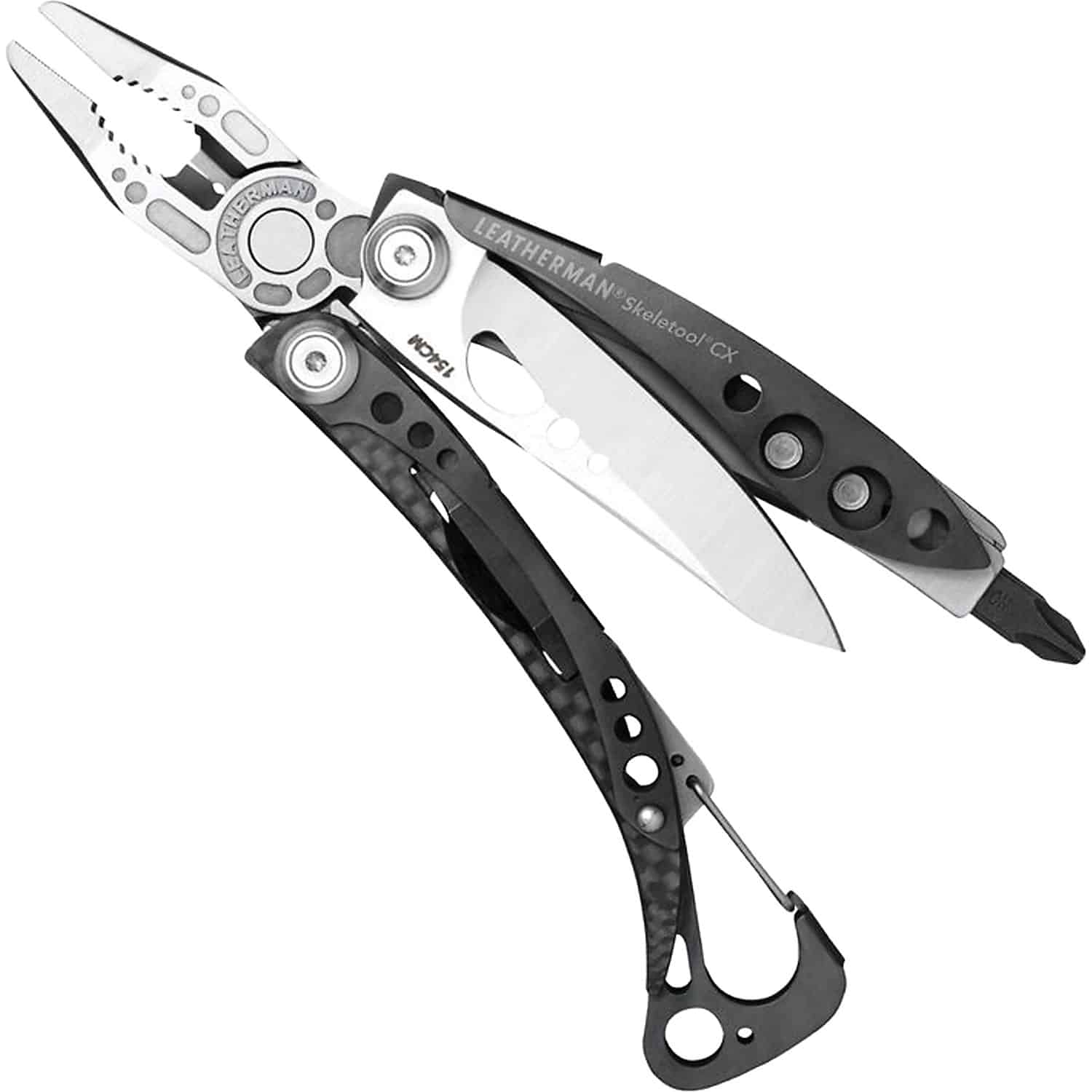 A multitool on a white background