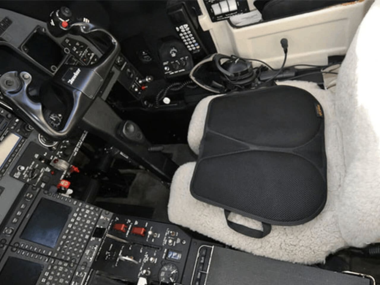 A seat cushion on a plane's seat