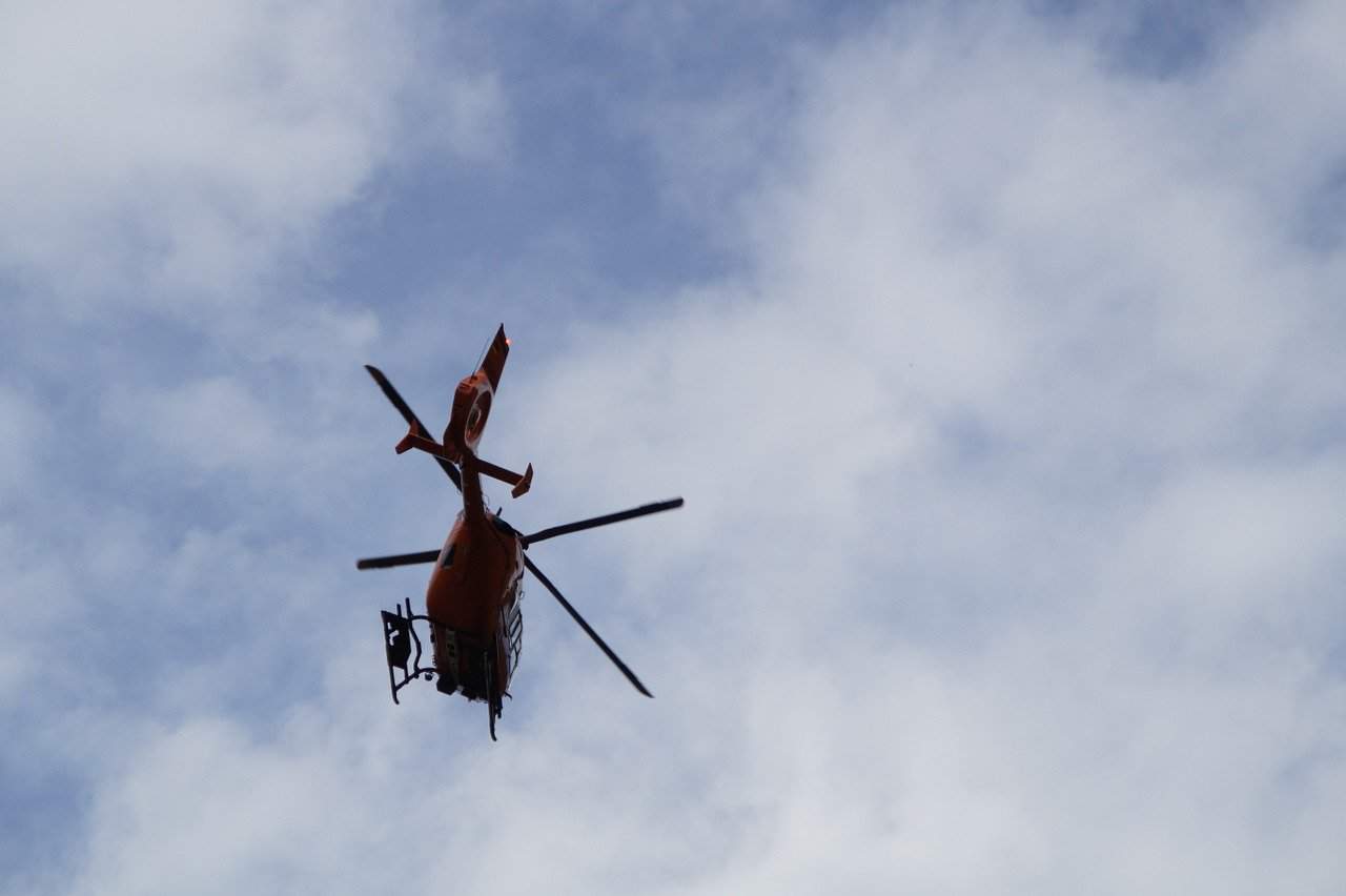 A helicopter just about to circle