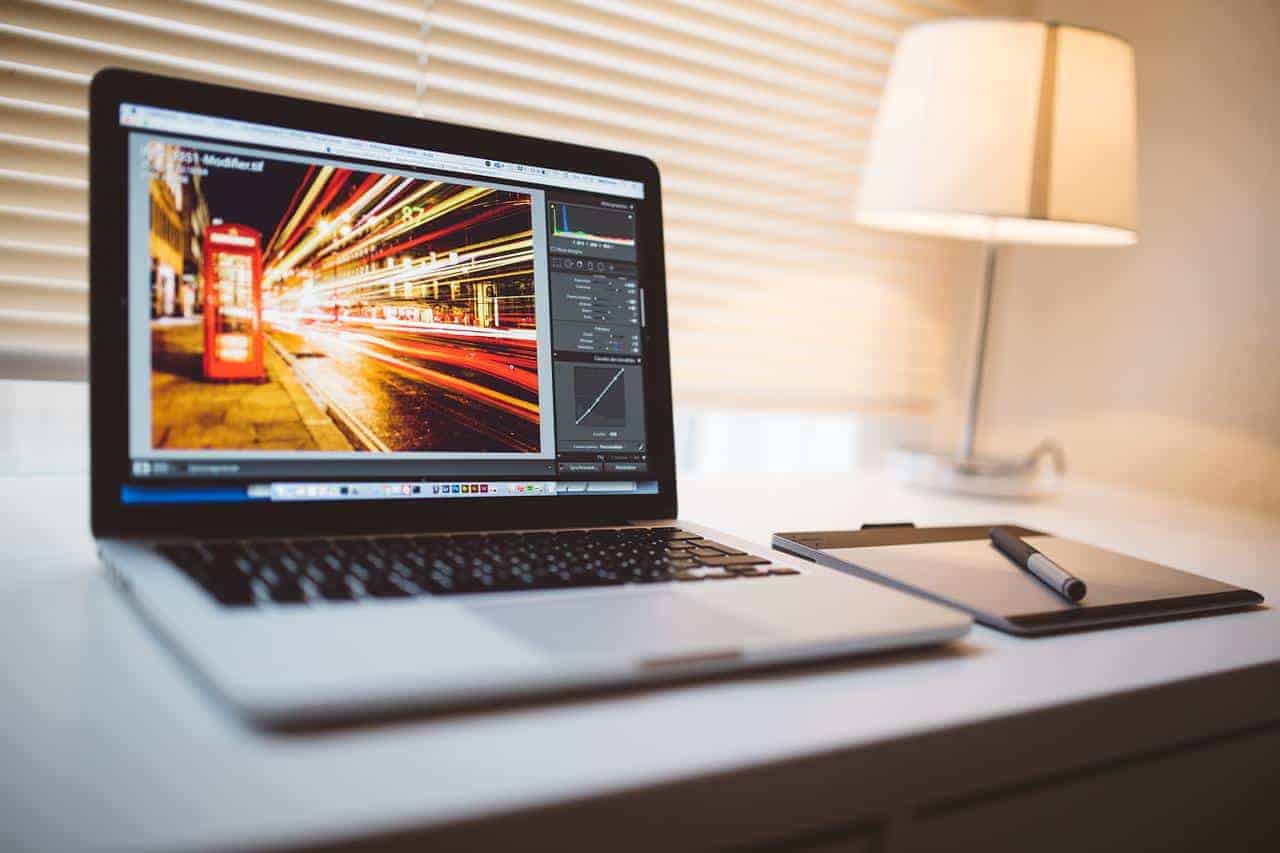A laptop on a white desk