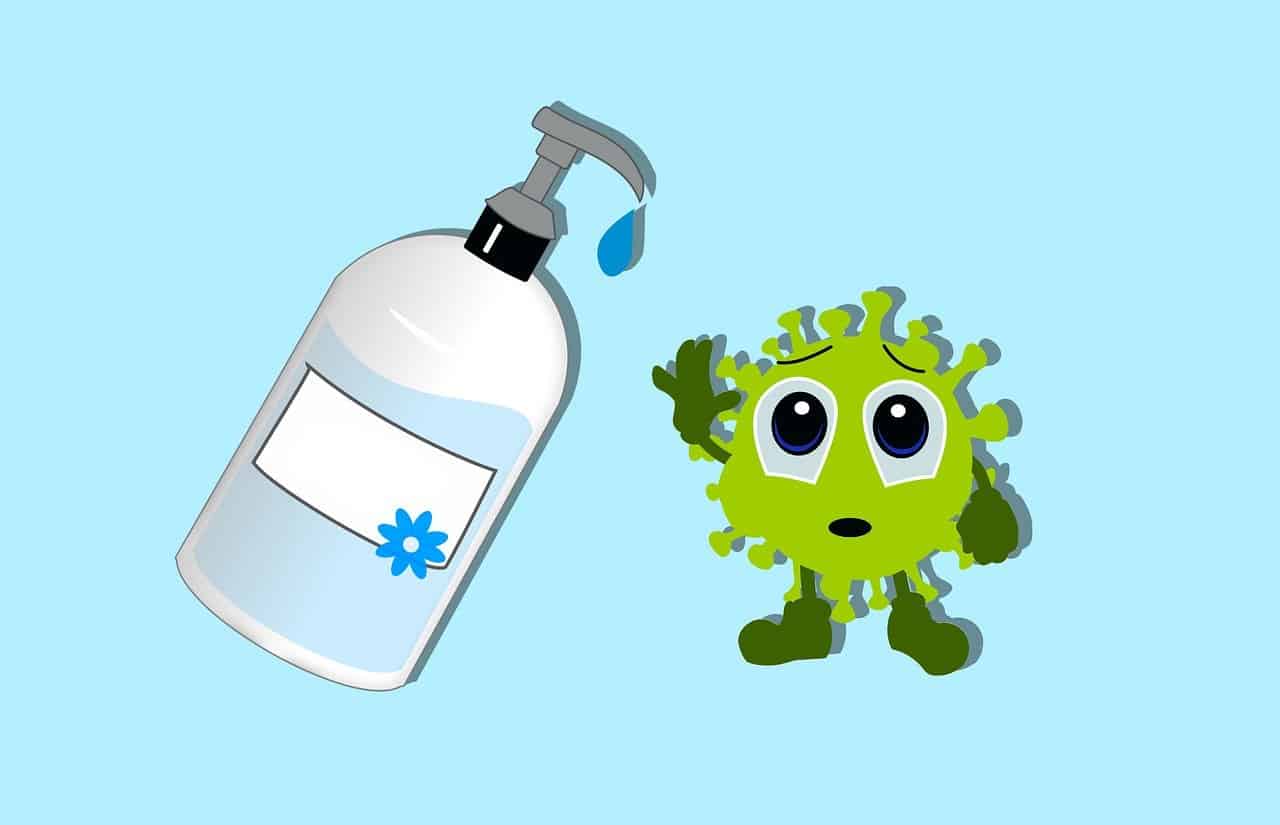 A clipart image of hand sanitizer