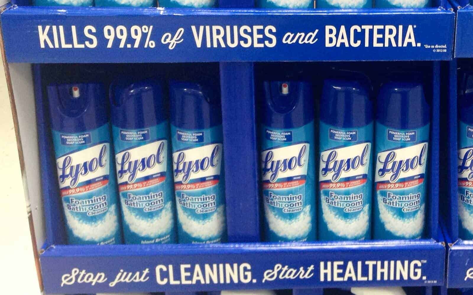 A package of Lysol sprays
