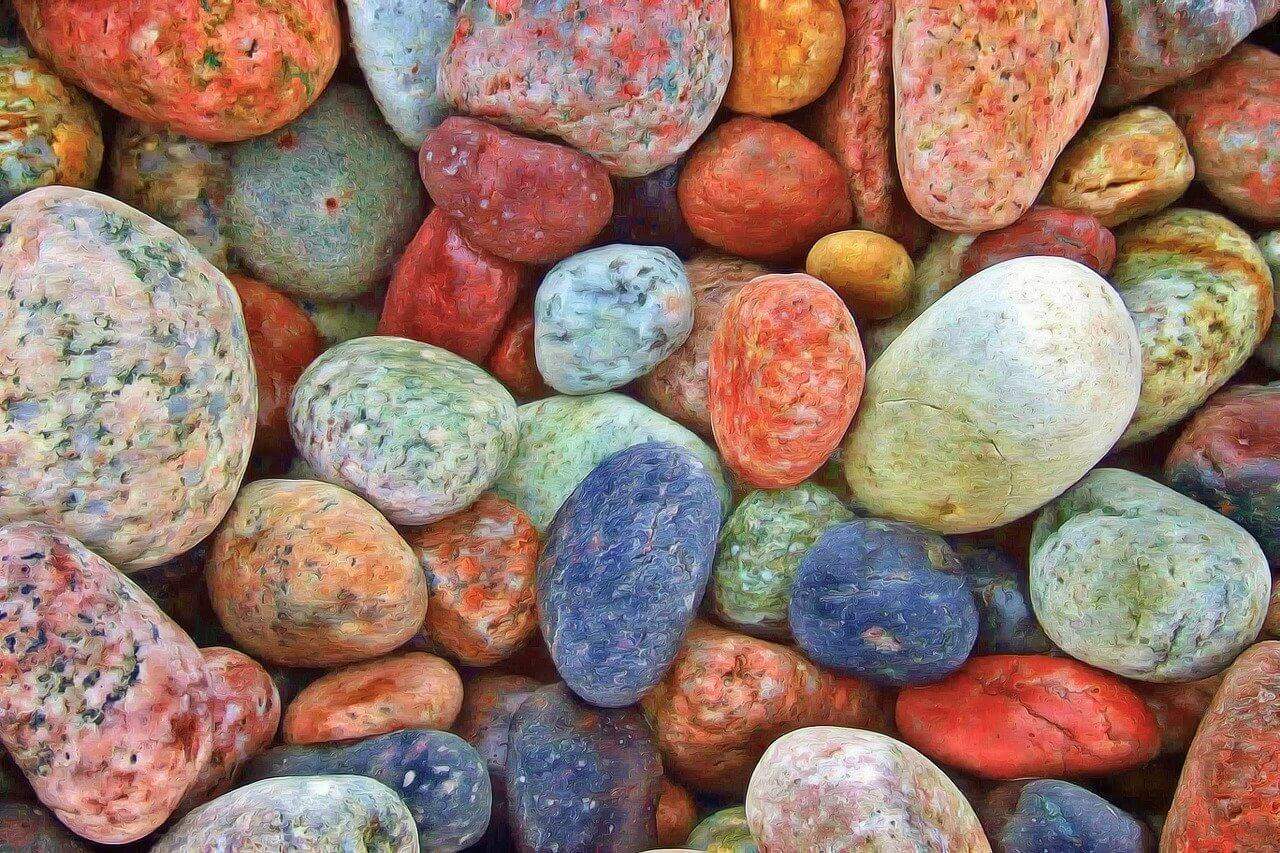 An assortment of different colored rocks