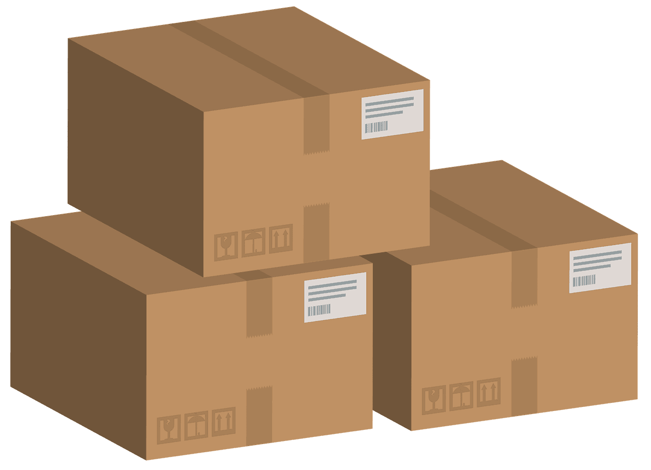 3 brown boxes next to each other