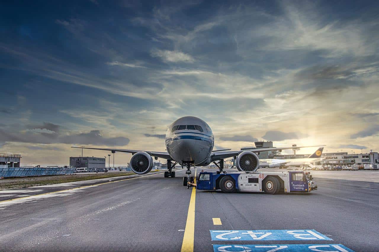 A plane parked on a runway