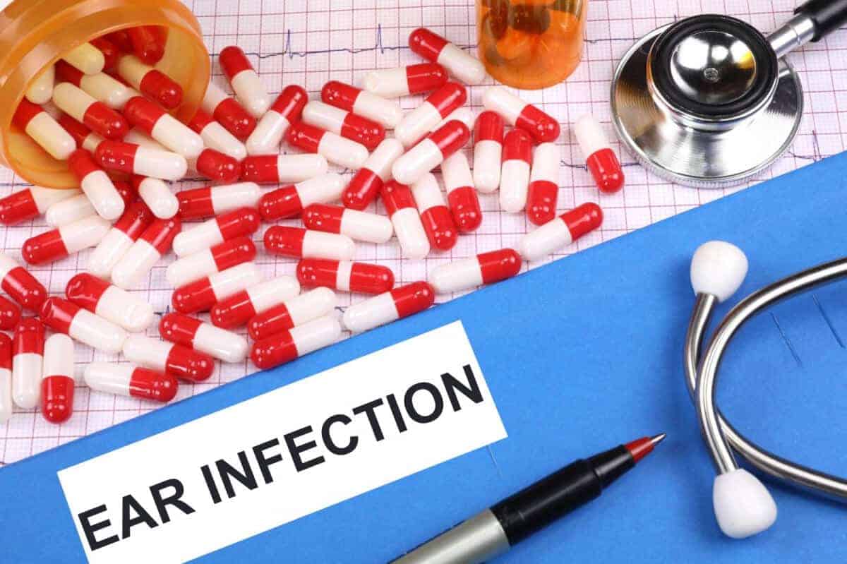 A patient's folder with the words Ear Infection written on it