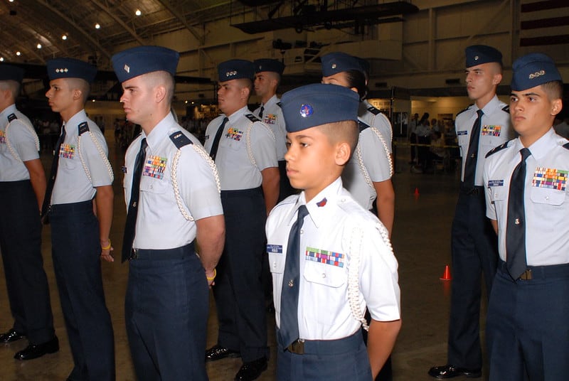 Civil Air Patrol students standing in uniform
