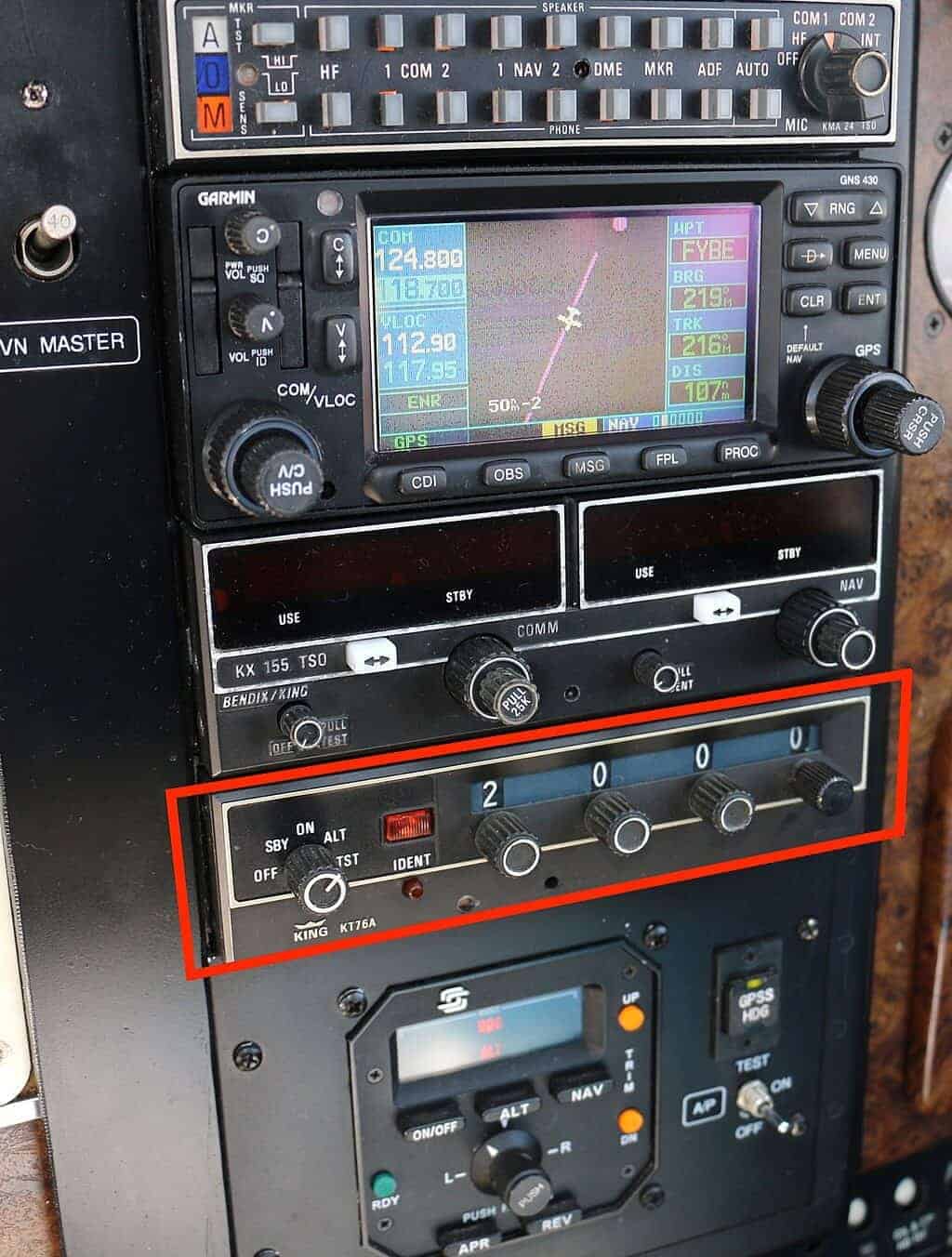 an aircraft transponder used to input squawk codes