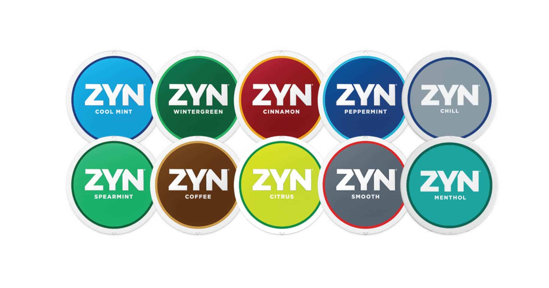 An assortment of Zyn nicotine pouches