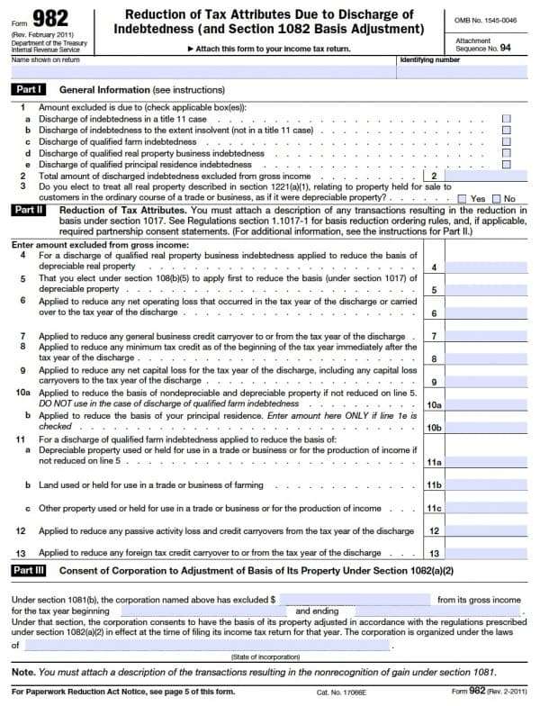 IRS Form 982