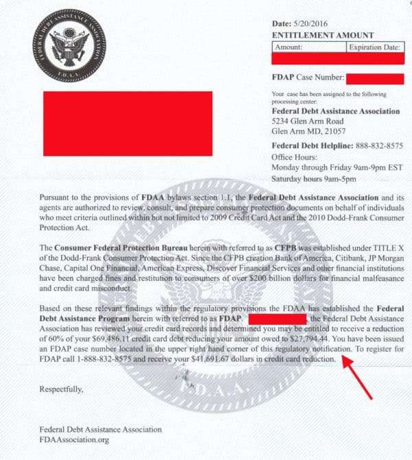 Alleged FDAA Mailer