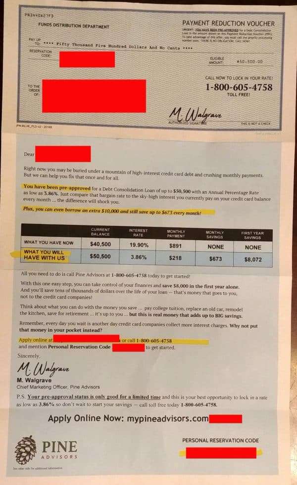 Pine Advisors Mailer
