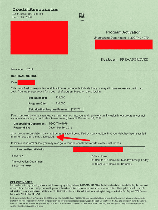 Credit Associates or is it CreditAssociates - Mailer Review