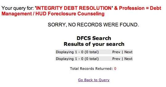 Integrity Debt Resolution - Not Registered in Oregon