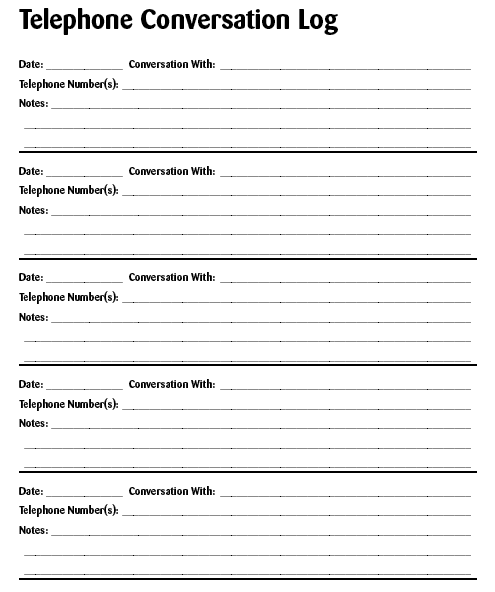 Telephone Communication Log