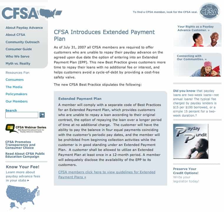 CFSA Extended payment Plan EPP