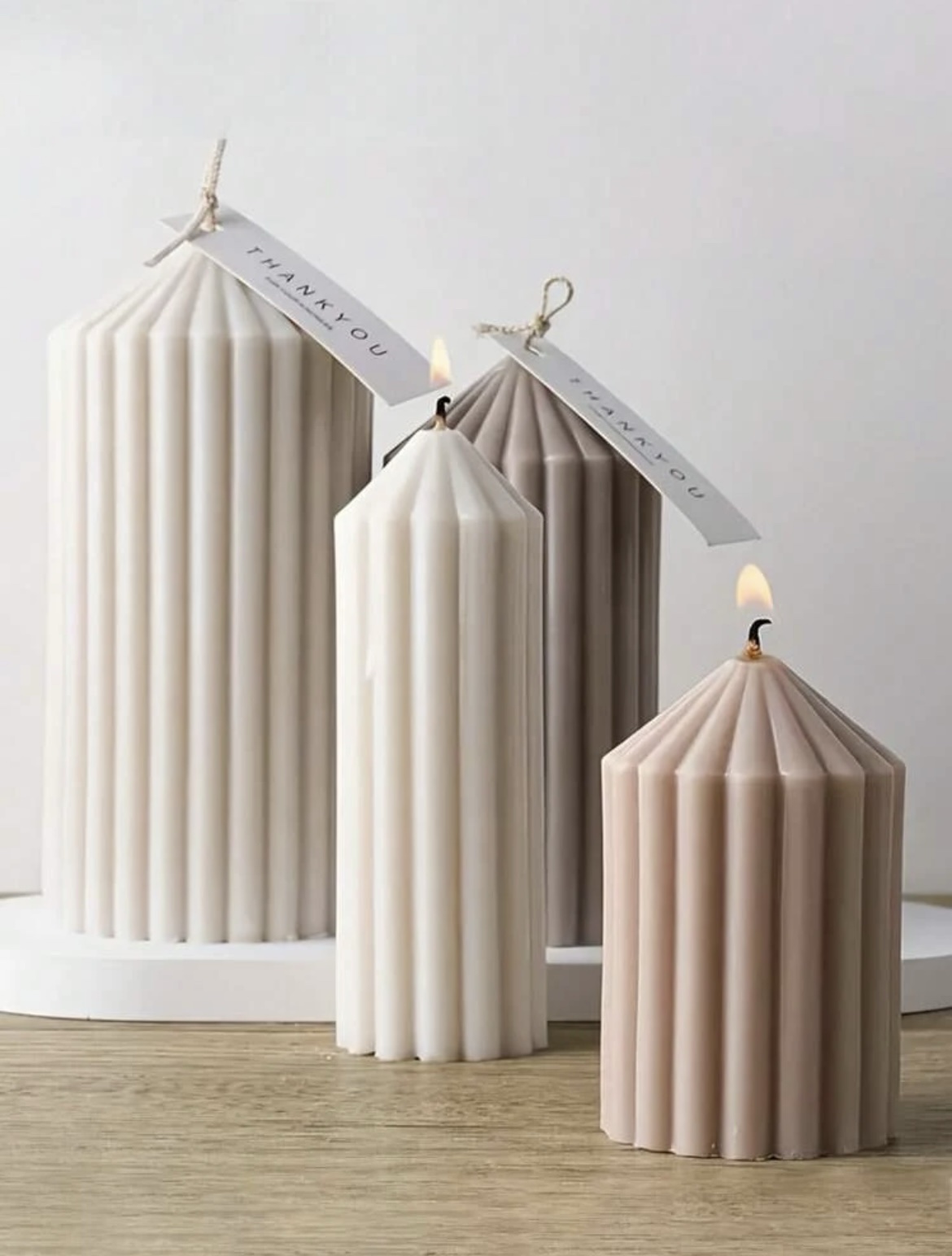 ⁦طقم شمع اسطواني مضلع 4 مقاسات⁩ - الصورة ⁦8⁩