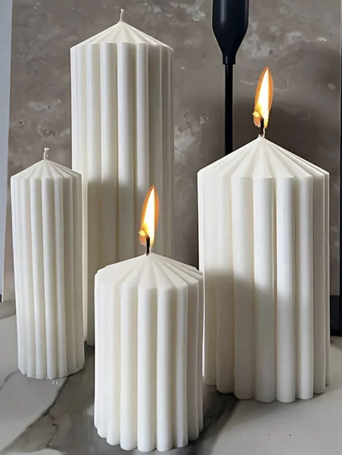 ⁦طقم شمع اسطواني مضلع 4 مقاسات⁩ - الصورة ⁦7⁩