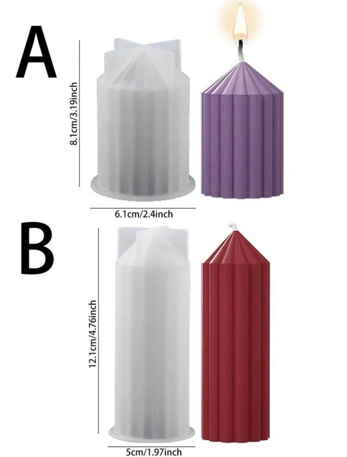 ⁦طقم شمع اسطواني مضلع 4 مقاسات⁩ - الصورة ⁦6⁩