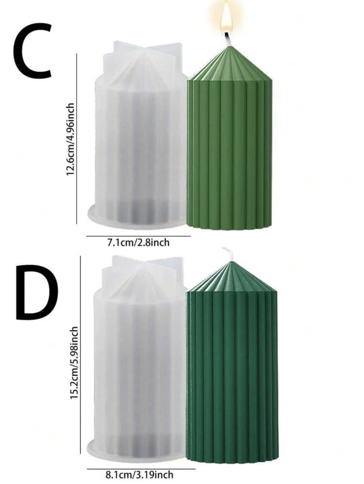 ⁦طقم شمع اسطواني مضلع 4 مقاسات⁩ - الصورة ⁦5⁩