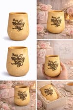 ⁦كوب خشب طبيعي happy mother day⁩ - الصورة ⁦2⁩