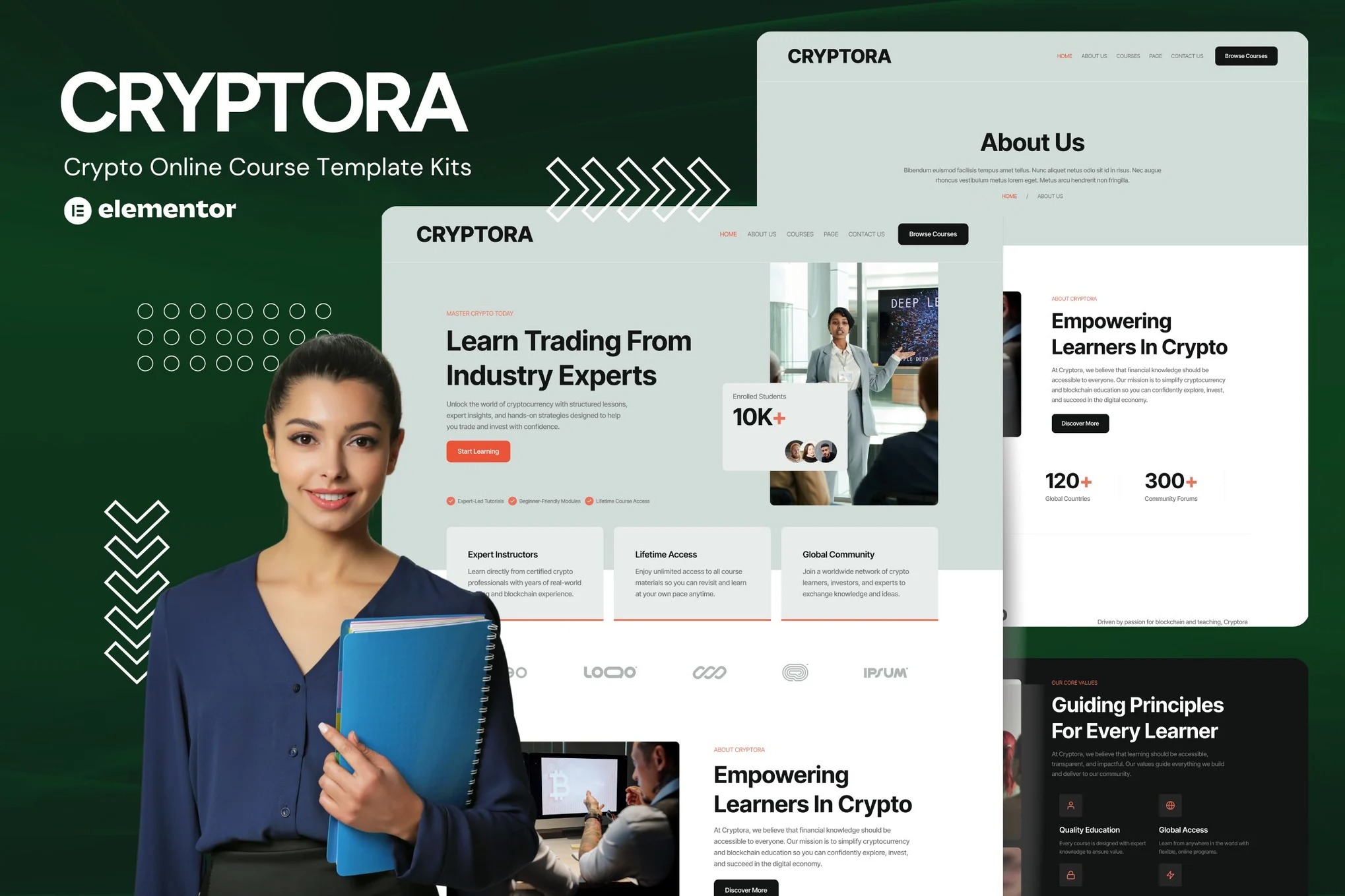 Cryptora - Crypto Online Course Website Elementor Template Kit