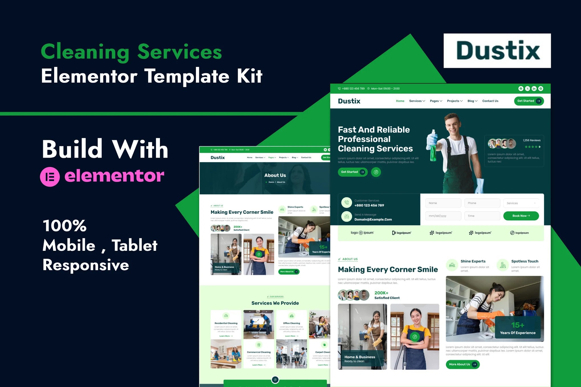 Dustix - Cleaning Services Elementor Template Kit