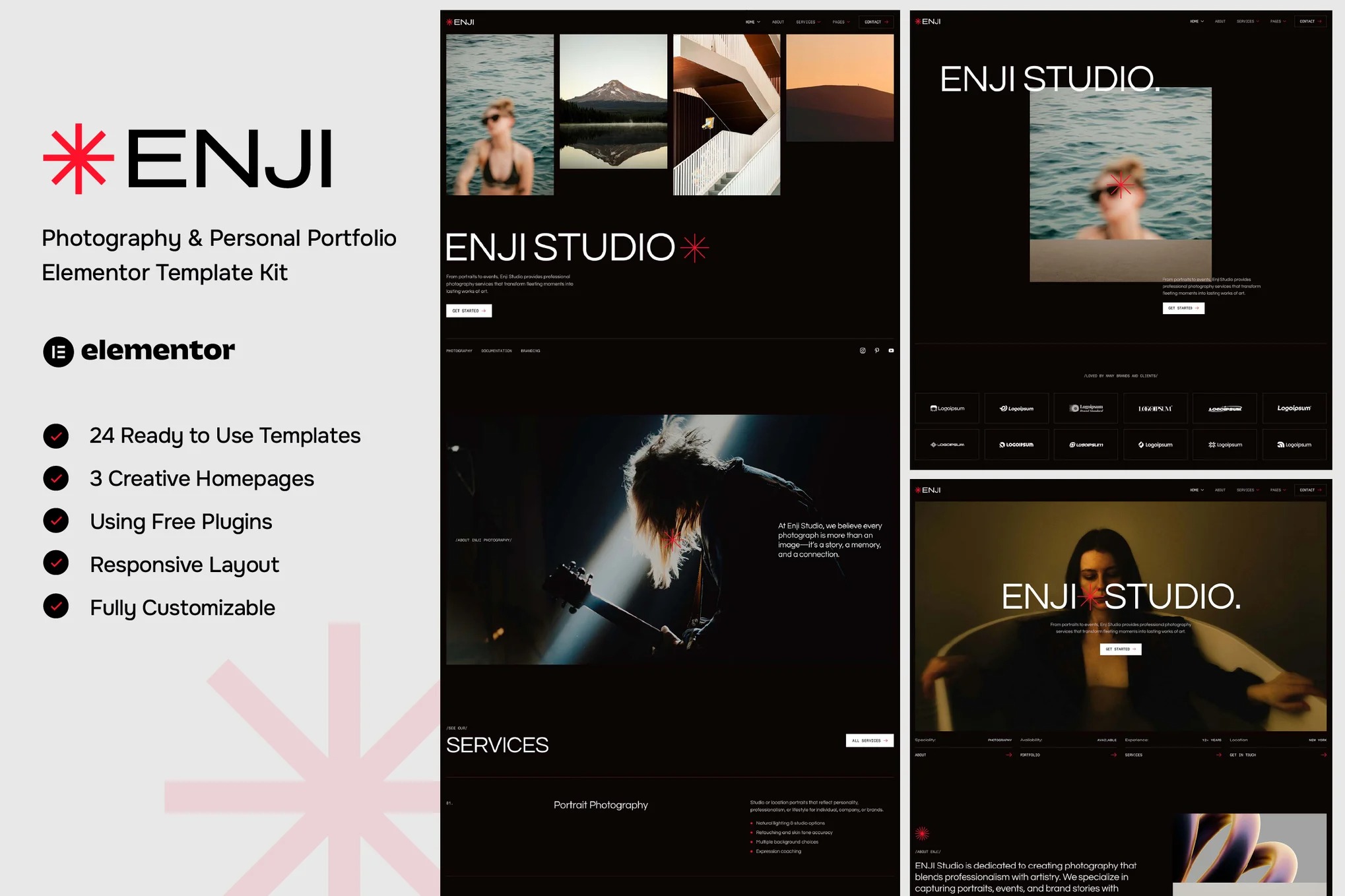 Enji - Photography & Personal Portfolio Elementor Template Kit