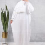 esdal (abaya) white  إسدال صلاة قطني ناعم بتفاصيل الدانتيل - أناقة وراحة في كل وقت | Malekastore