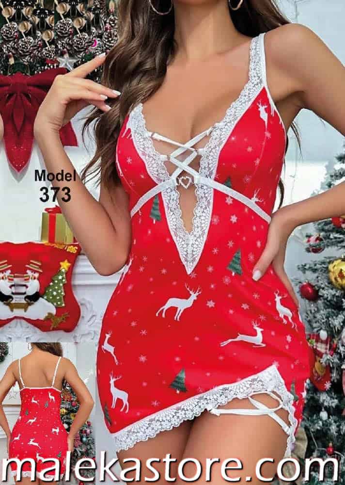 373 373 chrismas لانجري الكريسماس المثير بلمسات دانتيل - إطلالة احتفالية من Malekastore - الصورة 1