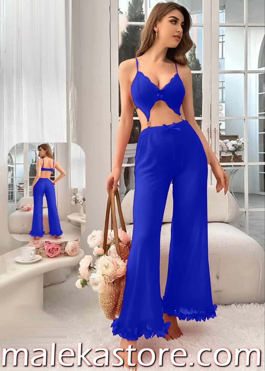 054 b 054 لانجري أزرق أنيق بتصميم عصري وفتحات خصر - إطلالة استثنائية من Malekastore - الصورة 1