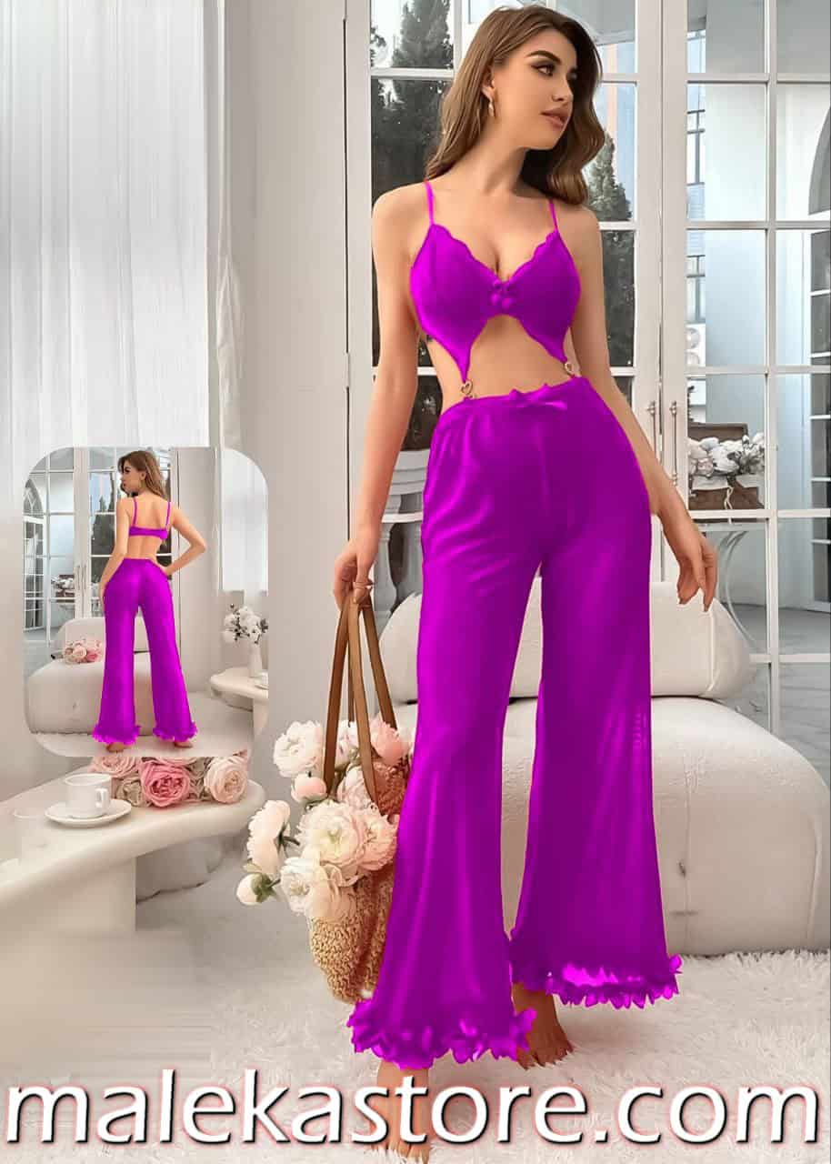 ⁦054 liengerie purpule لانجري موف أنيق بتصميم عصري وفتحات خصر - إطلالة استثنائية من Malekastore⁩ - الصورة ⁦1⁩