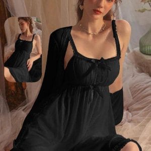 104 b لانجري أسود ناعم بتصميم فريد. تسوقي أرقى تشكيلة ملابس نوم من متجر ملكة