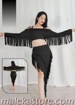 1126 Lingerieبدلة رقص شرقي عصرية بلمسات الشراريب - إطلالة استعراضية فخمة من "ملك ستور"