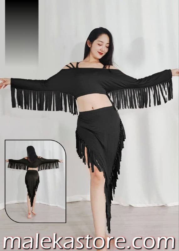1126 b 1126 Lingerieبدلة رقص شرقي عصرية بلمسات الشراريب - إطلالة استعراضية فخمة من "ملك ستور" - الصورة 1