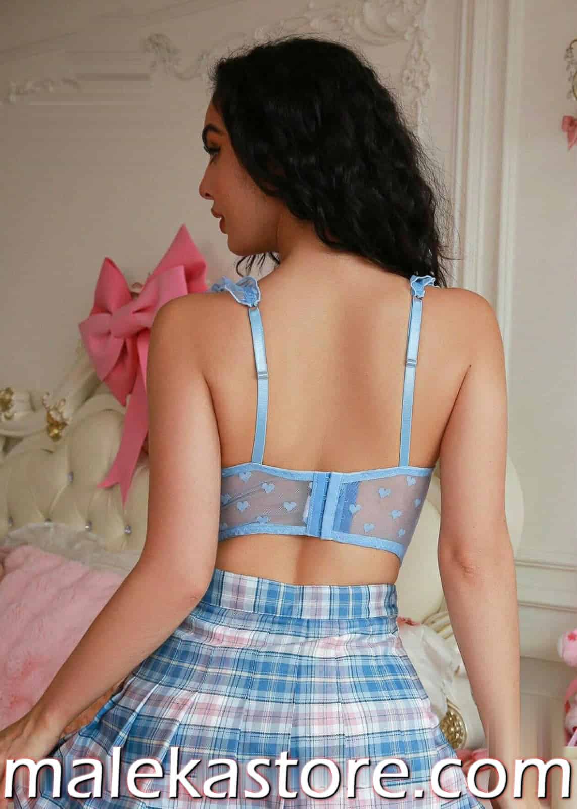2169ملابس نوم نسائية طقم كاروهات صيفي أنيق