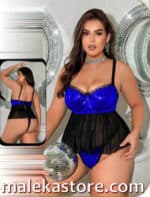 7073 b لانجري بيبي دول مثير ازرق وأسود