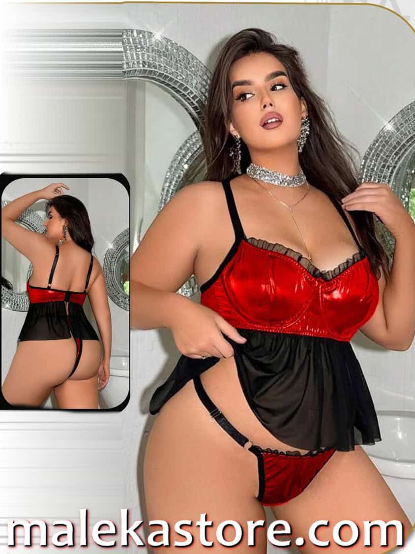 7073 r لانجري بيبي دول مثير أحمر وأسود